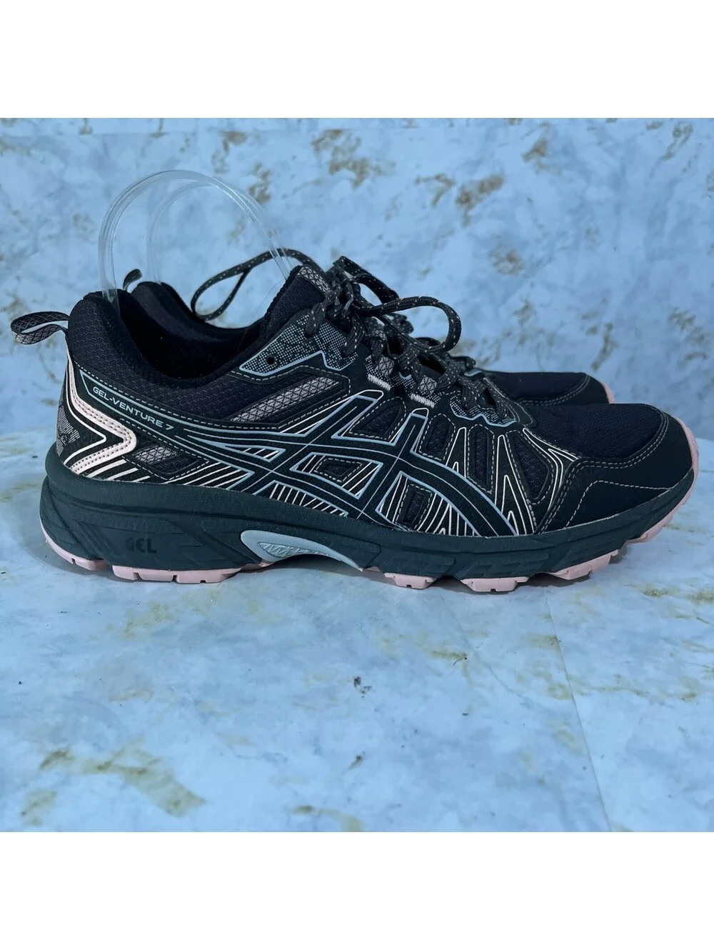 Asics Gel Venture 7 Womens Size 11 Running Shoes Gray Pink Trail Hiking Sneakers